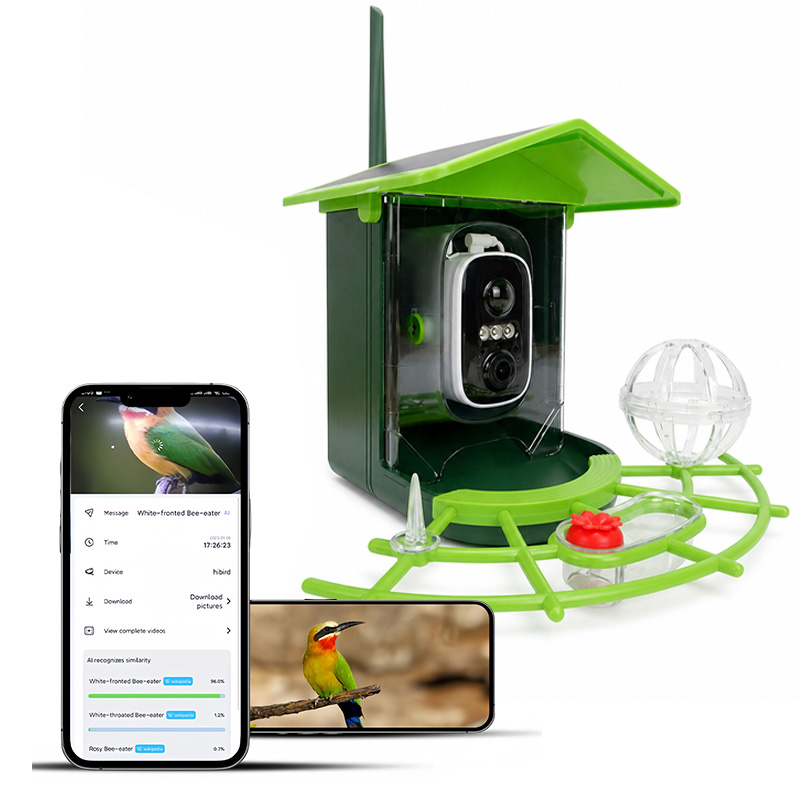 Bird Feeder Camera Wifi Smart Ai - スマートWi-Fiカメラ搭載のソーラー式バードフィーダー。4MP HD広角レンズ、フルカラー表示、赤外線暗視機能、AIによる鳥の識別機能を搭載。