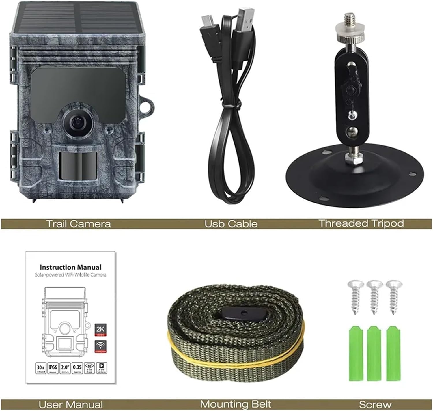 Trail Camera Solar Panel Powered - ゲームカメラ 4K WiFi ソーラーパネル搭載 トレイルカメラ 夜間撮影対応