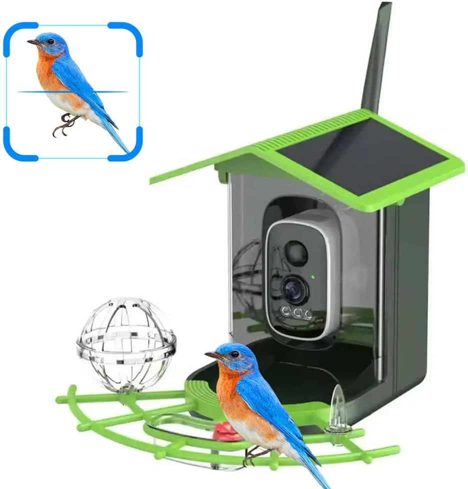 Bird Feeder Camera Wifi Smart Ai - リアルタイム鳥観察WIFIアプリ 鳥用給餌器カメラ フルカラー暗視AI搭載スマートリス忌避装置 3Wソーラーパネル