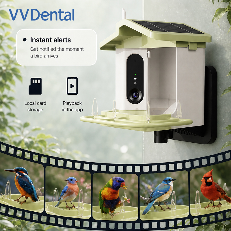 Bird Feeder Camera Wifi Smart Ai - カメラ付きのWi-Fi対応スマートバードフィーダー。AIによる鳥の種類識別機能、ソーラー充電式、ワイヤレス、1080P HD画質。屋外の庭での使用に最適。