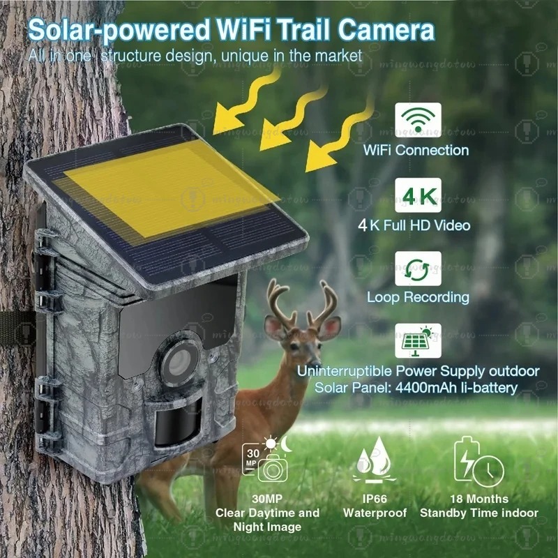 ハンティングカメラ 4K WiFi ソーラーパネル式 トレイ - Trail Camera Solar Panel Powered のレビューと価格