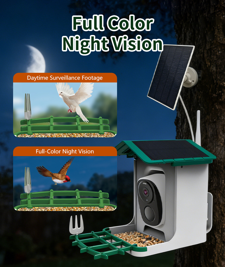 スマートバードフィーダー、ソーラーHDカラーウィファイカメラ - Bird Feeder Camera Wifi Smart Ai のレビューと価格